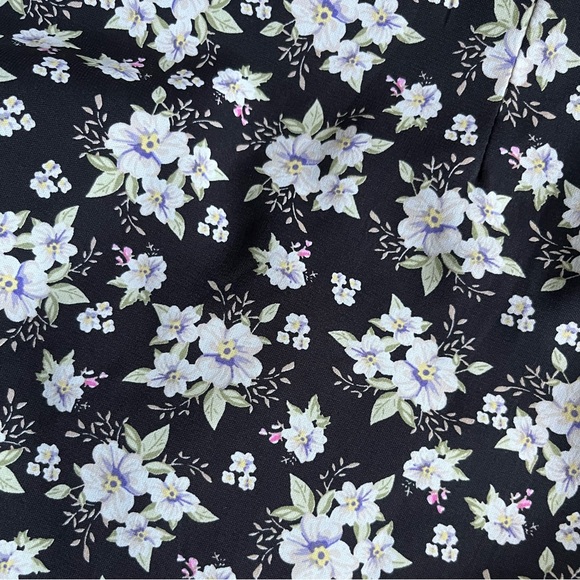 Black Floral Asymmetrical Midi Dress - Picture 9 of 9